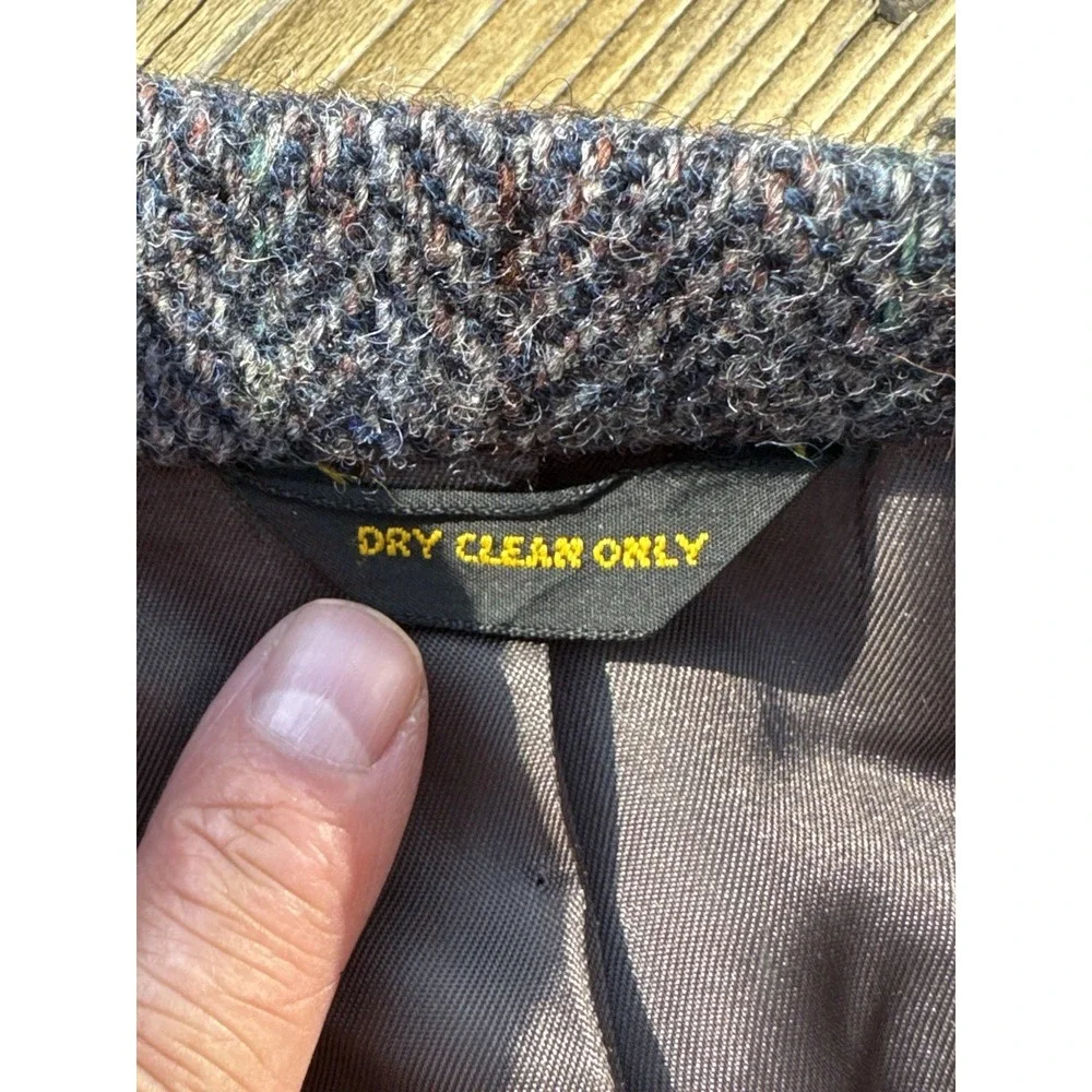 Vintage Harris Tweed Herringbone Blazer 44R USA Made Wool Sport Coat